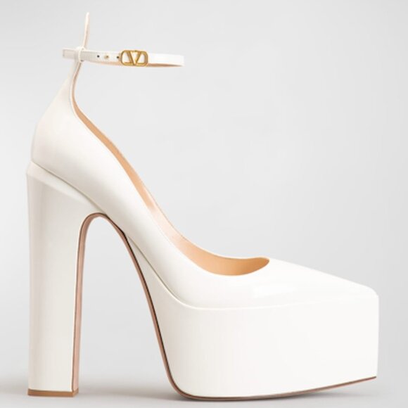 Valentino Garavani White Platform Heels - Picture 1 of 16